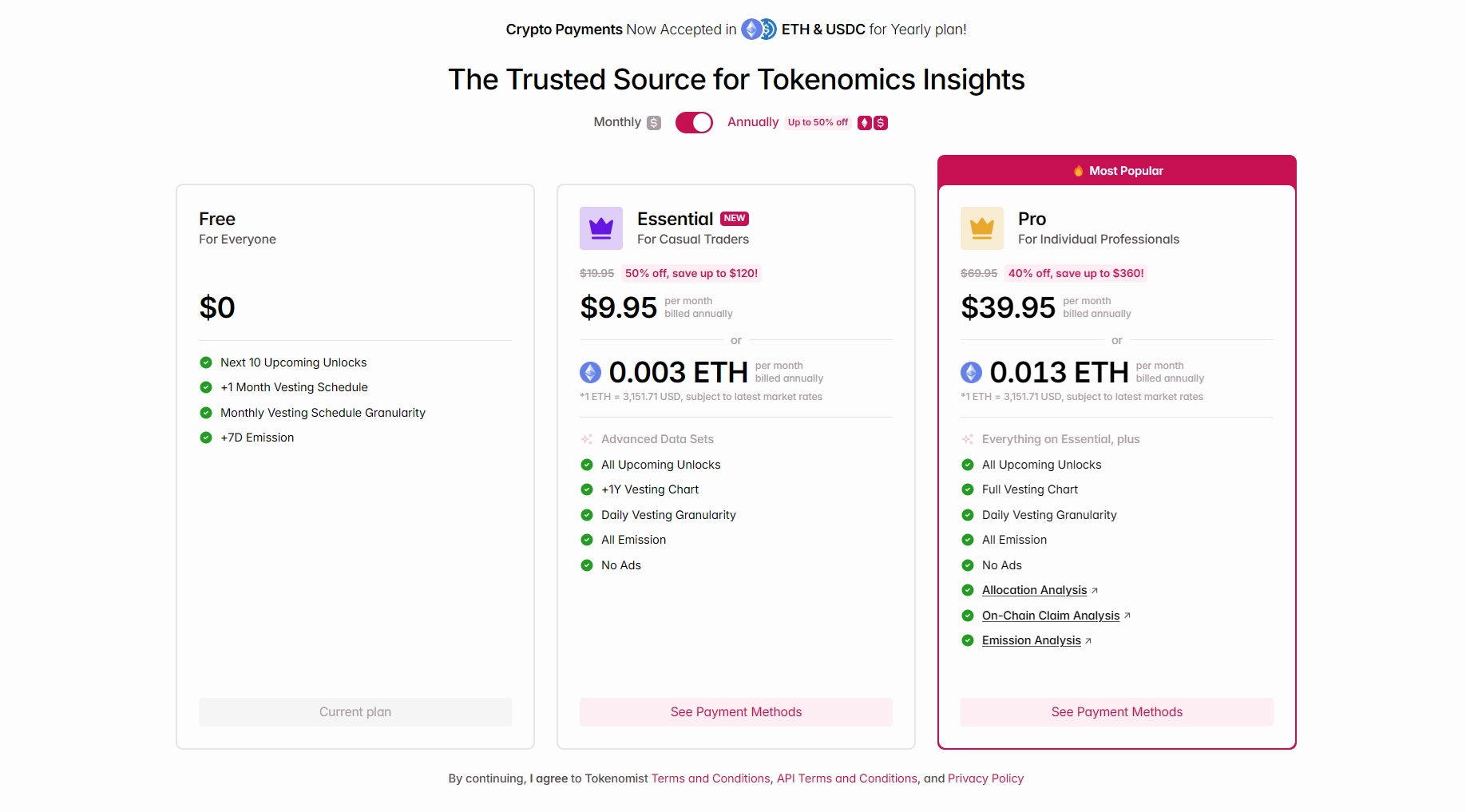 اکانت Pro در Token Unlocks