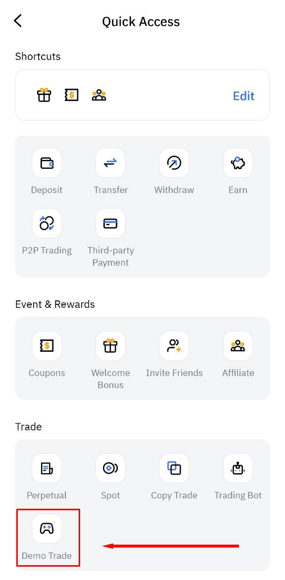 دمو ترید در اپلیکیشن صرافی تپ بیت